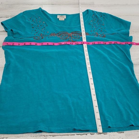 Ariat Teal Embellished Women's Top - Picture 5 of 6